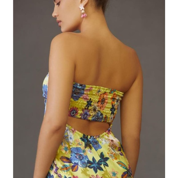 NWT! Anthropologie Twist-Front Midi Dress YELLOW MOTIF SIZE-SMALL - Picture 9 of 9